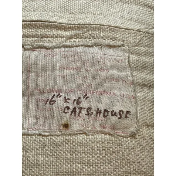 Vintage Chainstitch Embroidery Decorative Pillow with Cats 16 Inch Square - Picture 7 of 10